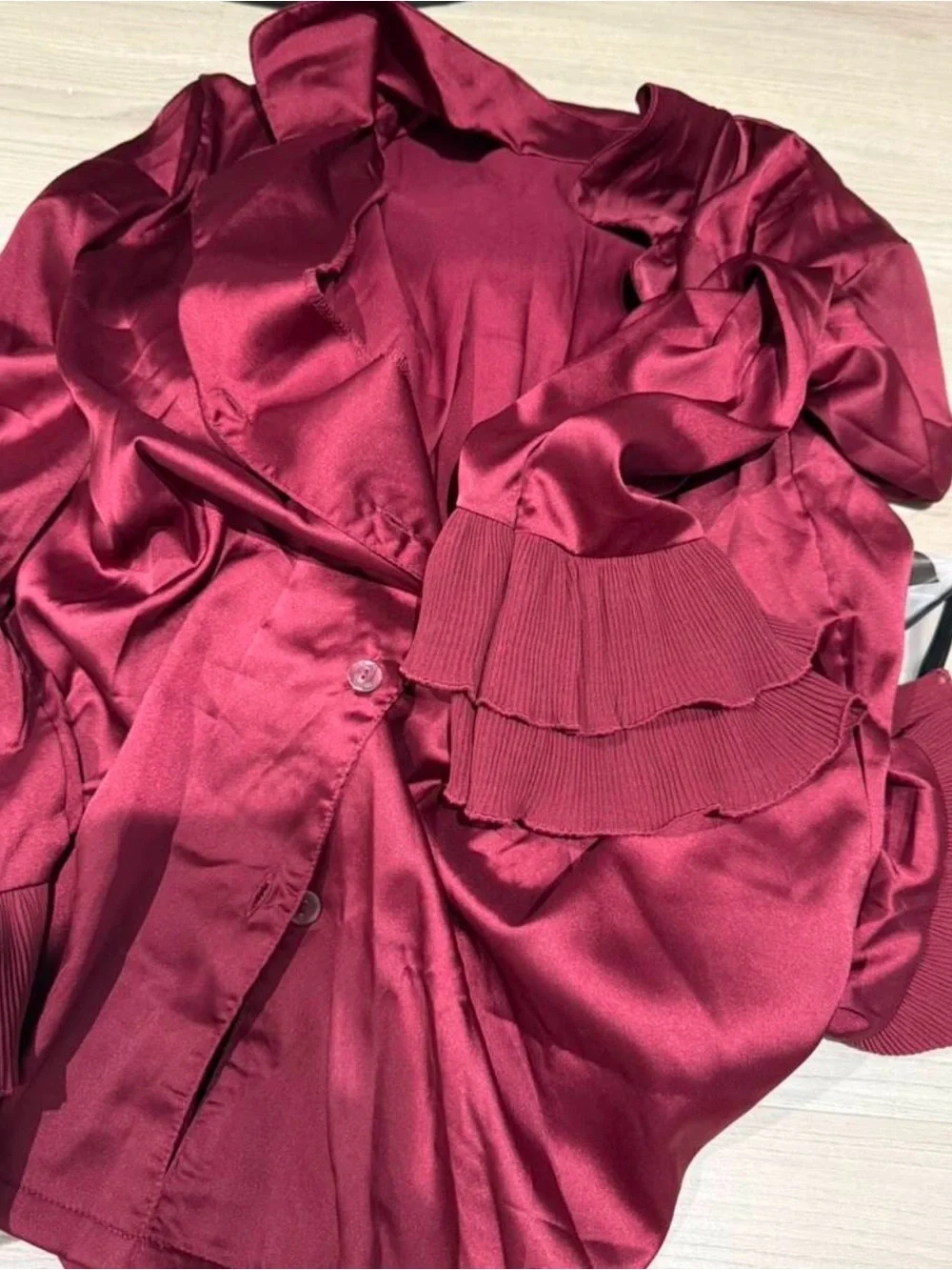 Silky Burgundy Women's Pajama Set - Elegant Long-Sleeve Sleepwear